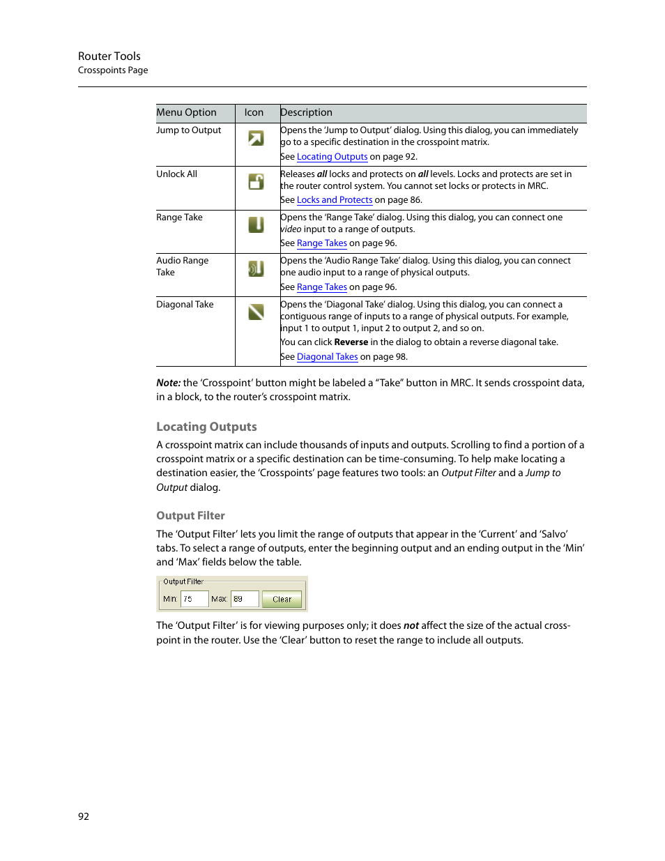 Locating outputs | Grass Valley MRC v.1.2 User Manual | Page 102 / 186