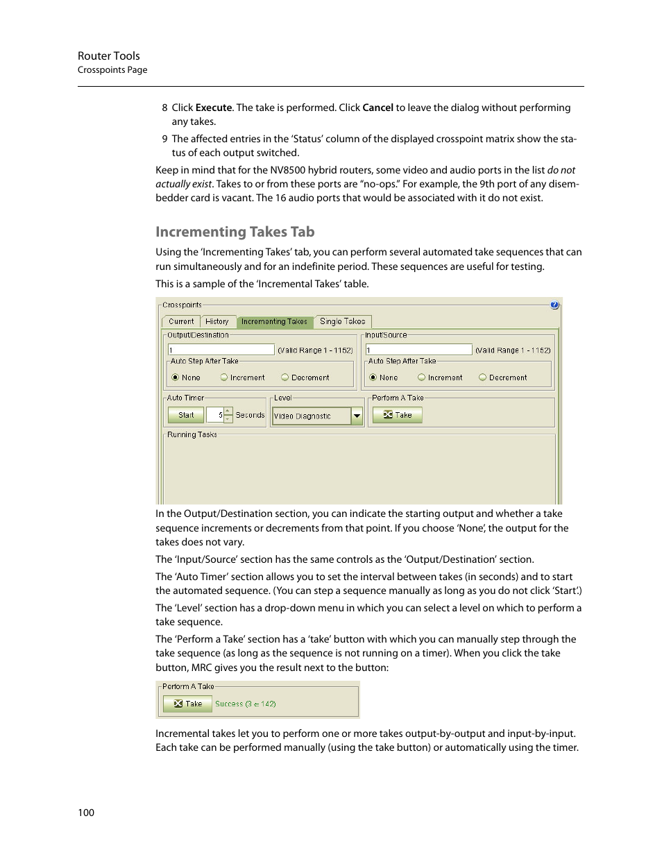 Incrementing takes tab, Incrementing, Takes tab | Grass Valley MRC v.1.2 User Manual | Page 110 / 186