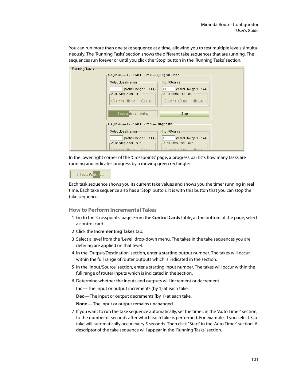 How to perform incremental takes | Grass Valley MRC v.1.2 User Manual | Page 111 / 186
