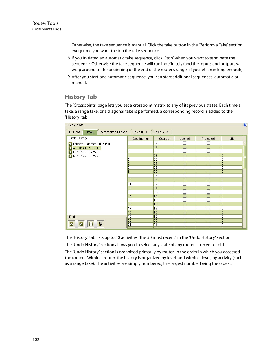 History tab | Grass Valley MRC v.1.2 User Manual | Page 112 / 186
