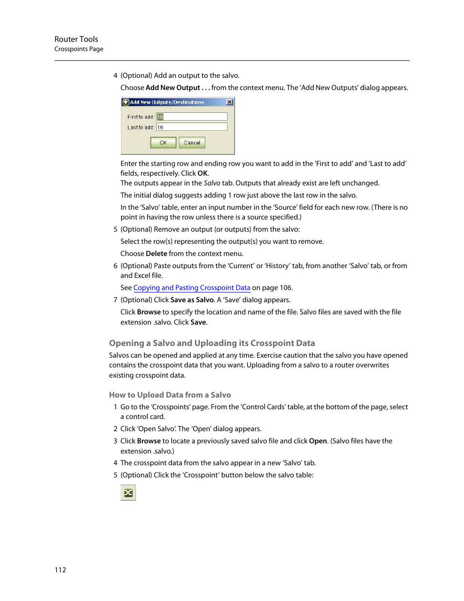 Opening a salvo and uploading its crosspoint data | Grass Valley MRC v.1.2 User Manual | Page 122 / 186