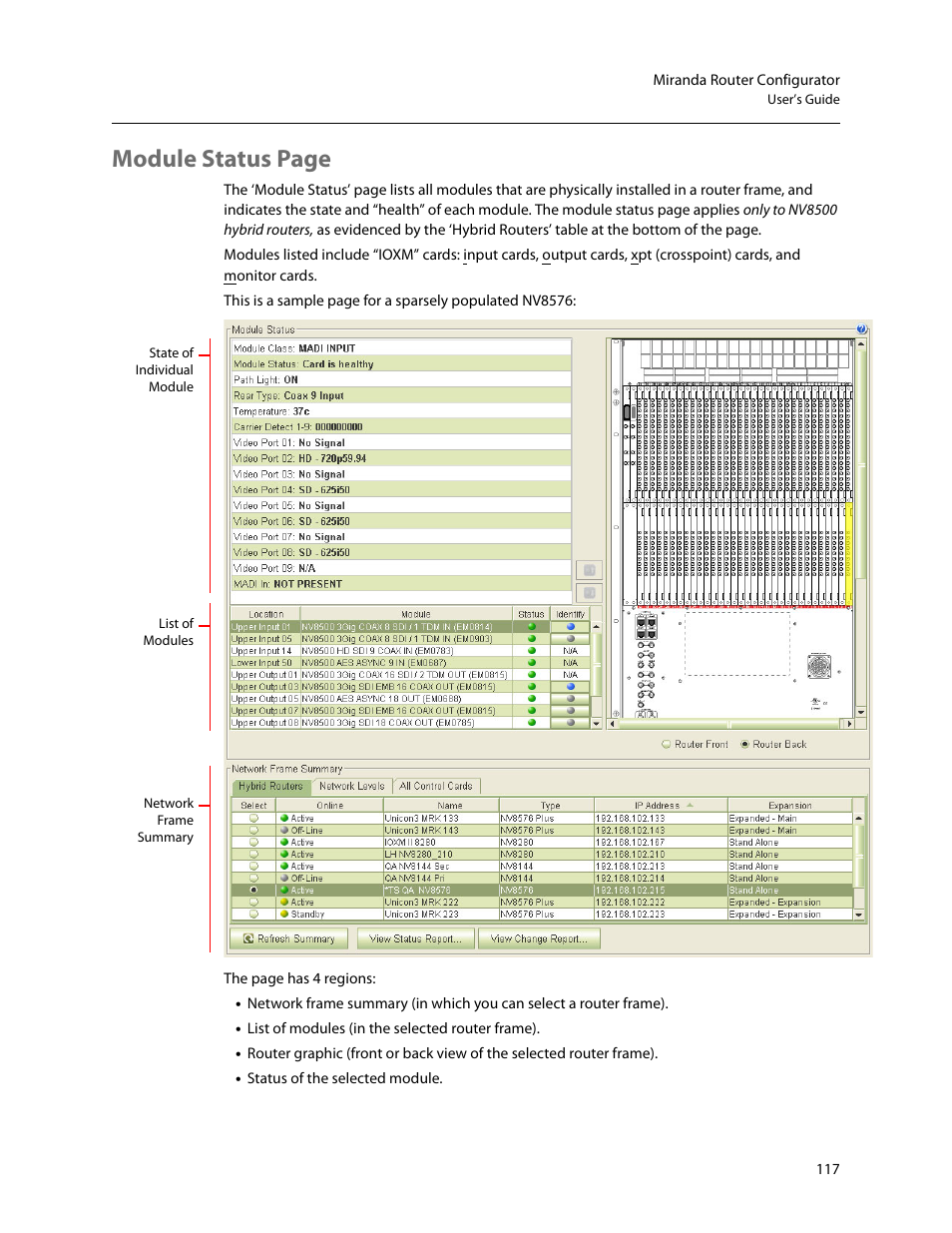 Module status page | Grass Valley MRC v.1.2 User Manual | Page 127 / 186