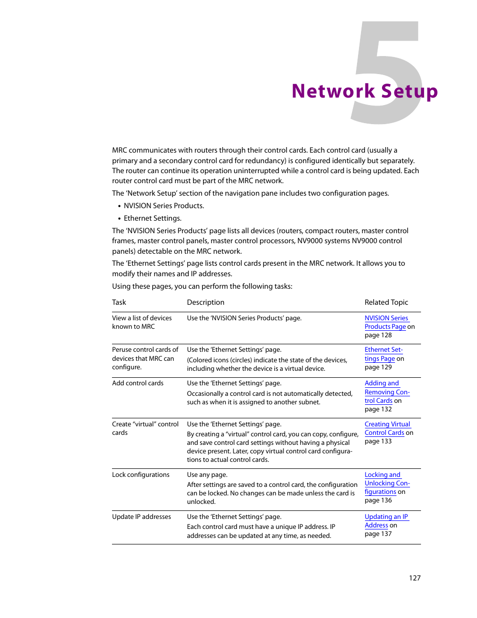 Network setup, 5 network setup | Grass Valley MRC v.1.2 User Manual | Page 137 / 186