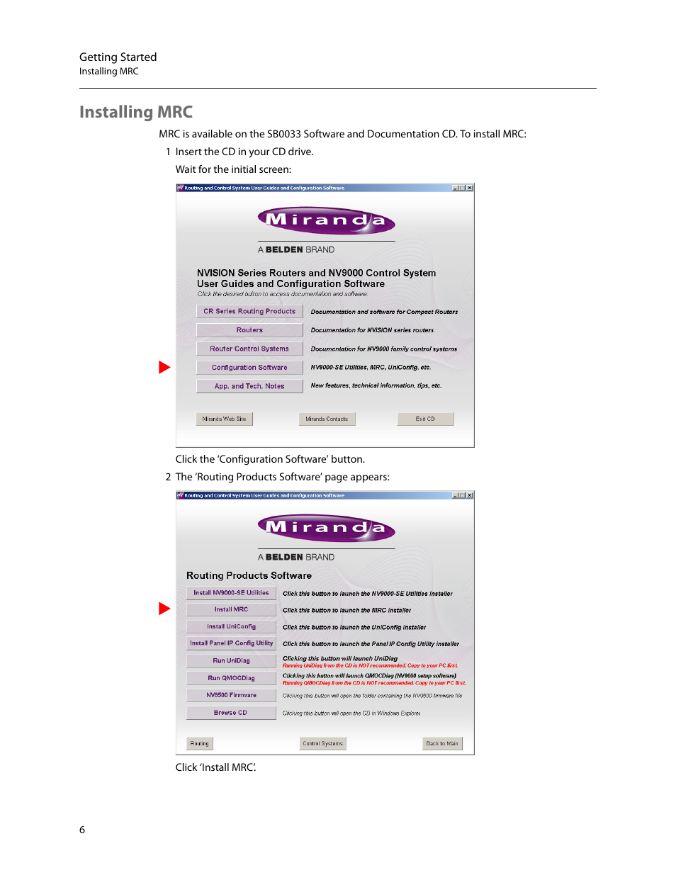 Installing mrc | Grass Valley MRC v.1.2 User Manual | Page 16 / 186