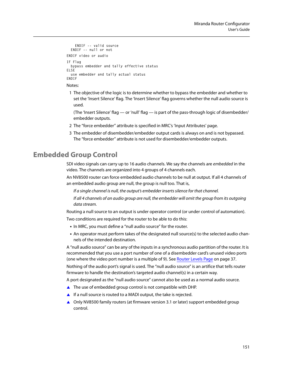 Embedded group control | Grass Valley MRC v.1.2 User Manual | Page 161 / 186