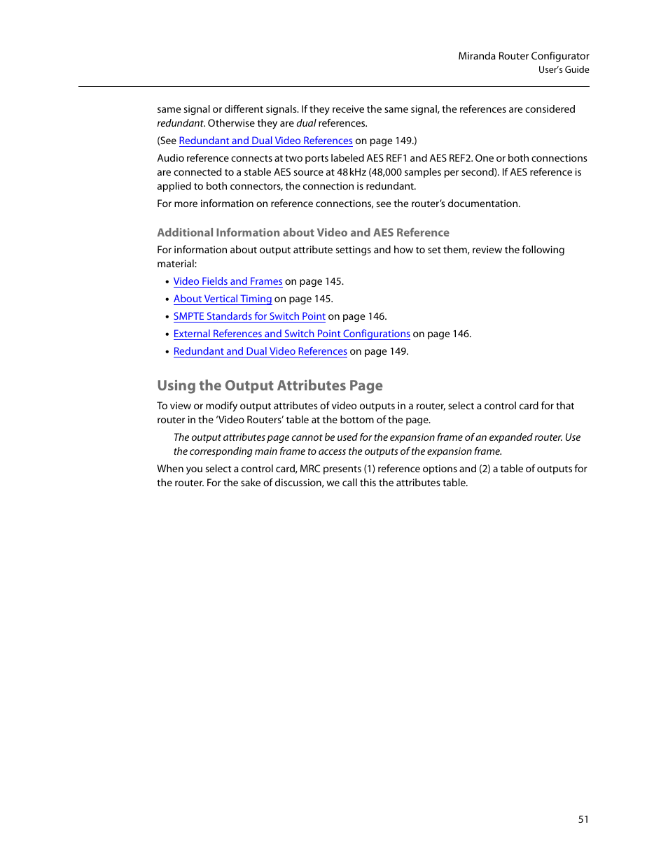 Using the output attributes page | Grass Valley MRC v.1.2 User Manual | Page 61 / 186