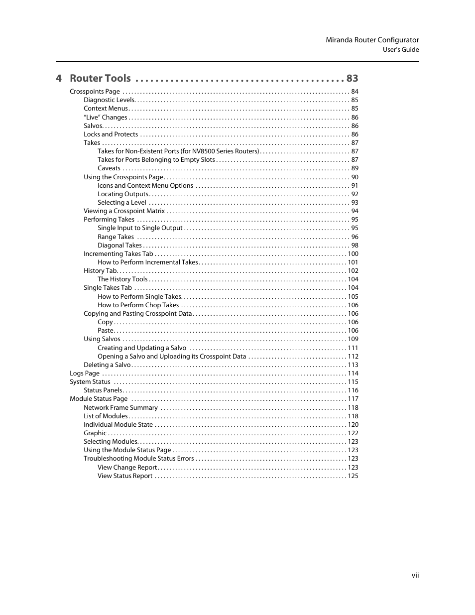 4 router tools | Grass Valley MRC v.1.2 User Manual | Page 7 / 186