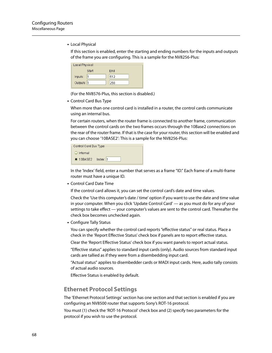 Ethernet protocol settings | Grass Valley MRC v.1.2 User Manual | Page 78 / 186