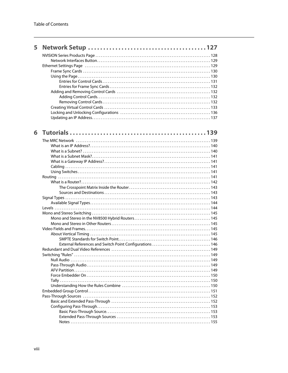 5 network setup, 6 tutorials | Grass Valley MRC v.1.2 User Manual | Page 8 / 186