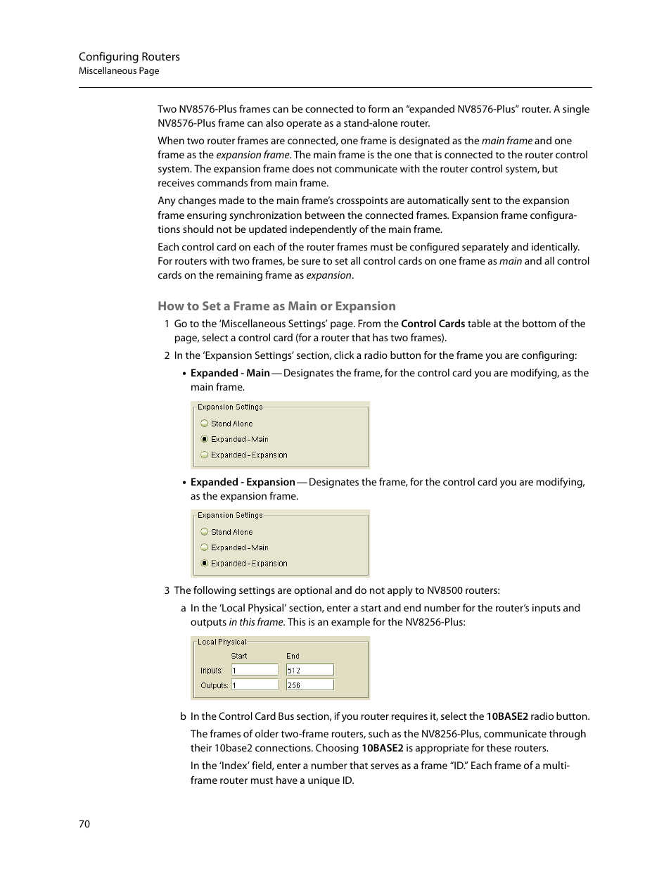 How to set a frame as main or expansion | Grass Valley MRC v.1.2 User Manual | Page 80 / 186