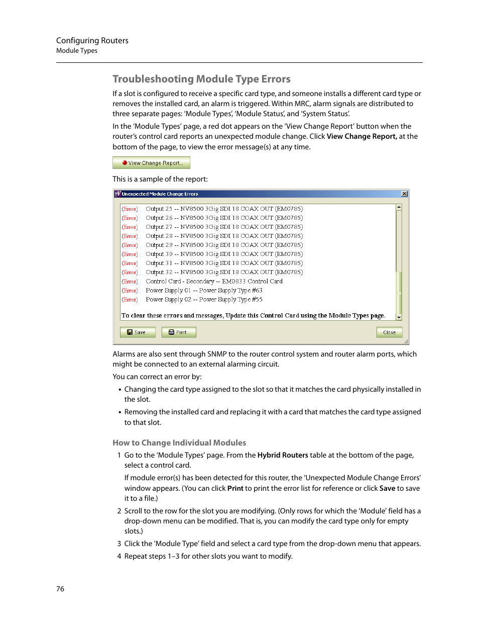 Troubleshooting module type errors | Grass Valley MRC v.1.2 User Manual | Page 86 / 186
