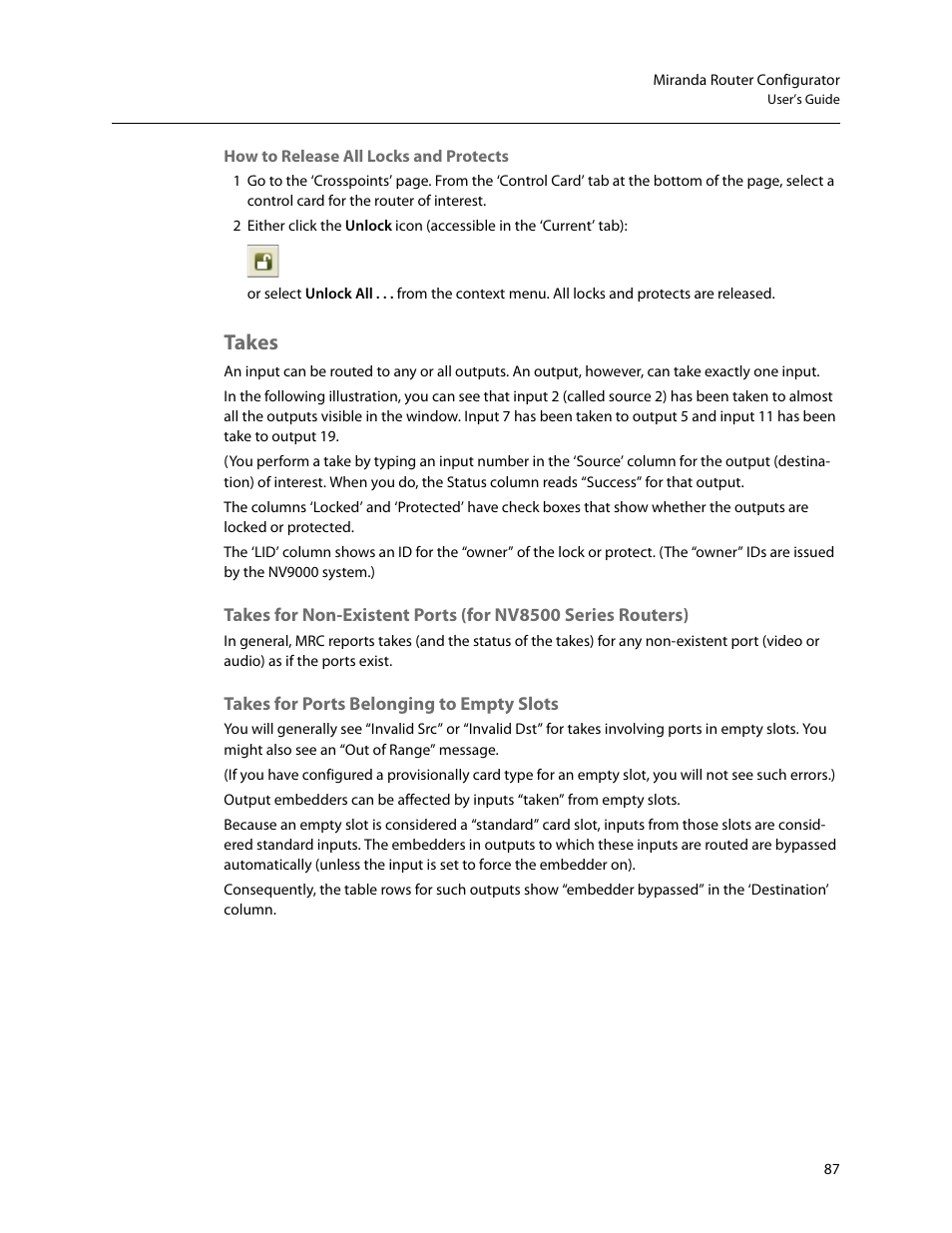 Takes | Grass Valley MRC v.1.2 User Manual | Page 97 / 186
