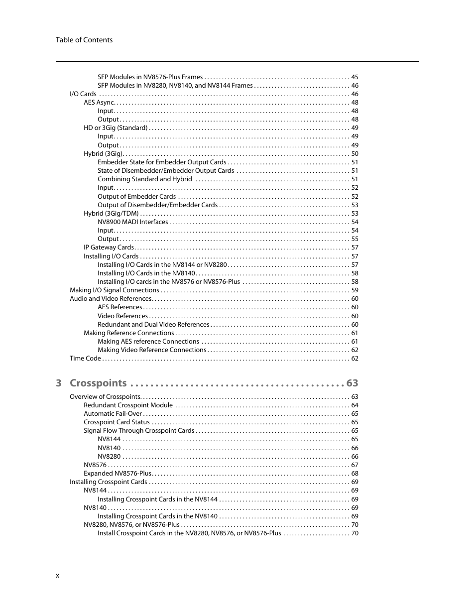 3 crosspoints | Grass Valley NV8500 Series v.3.5 User Manual | Page 10 / 246