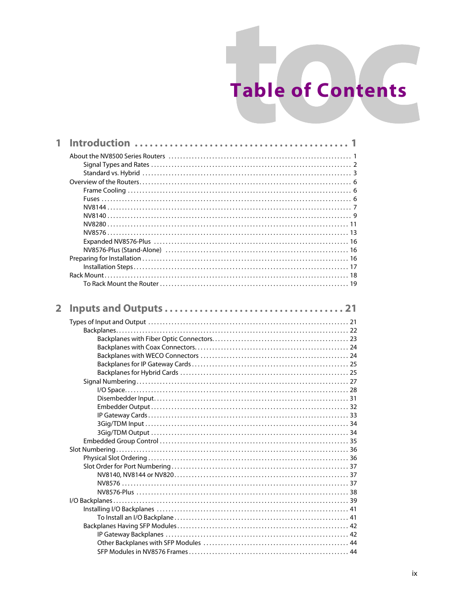 Grass Valley NV8500 Series v.3.5 User Manual | Page 9 / 246