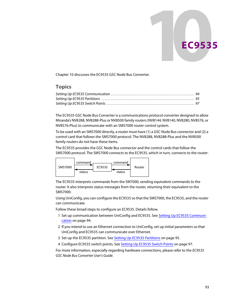 Ec9535, 10 ec9535, Chapter 10 | Topics | Grass Valley UniConfi NVISION Series v.2.1 User Manual | Page 105 / 166