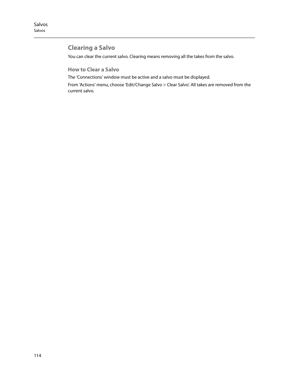 Clearing a salvo, How to clear a salvo | Grass Valley UniConfi NVISION Series v.2.1 User Manual | Page 126 / 166