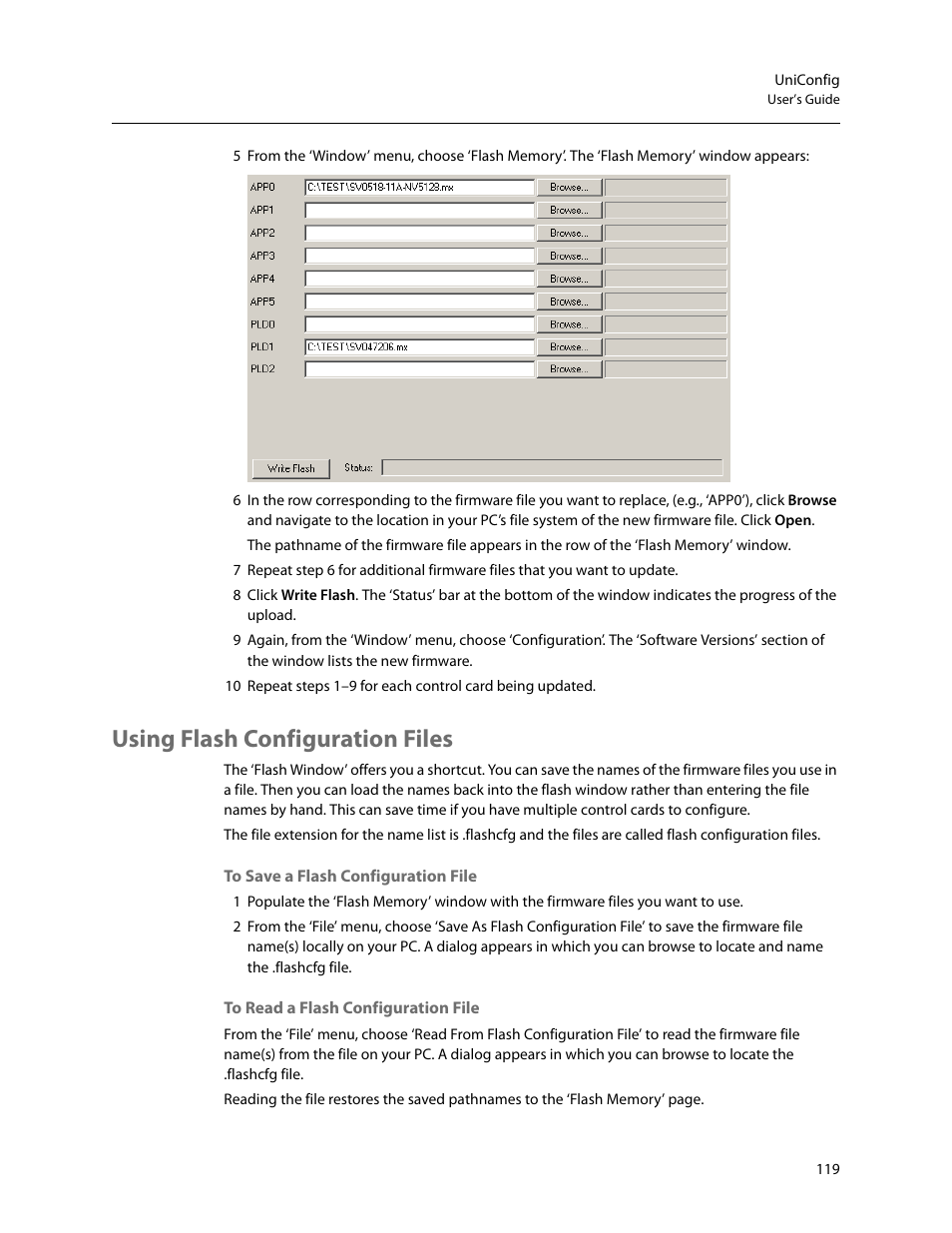 Using flash configuration files | Grass Valley UniConfi NVISION Series v.2.1 User Manual | Page 131 / 166