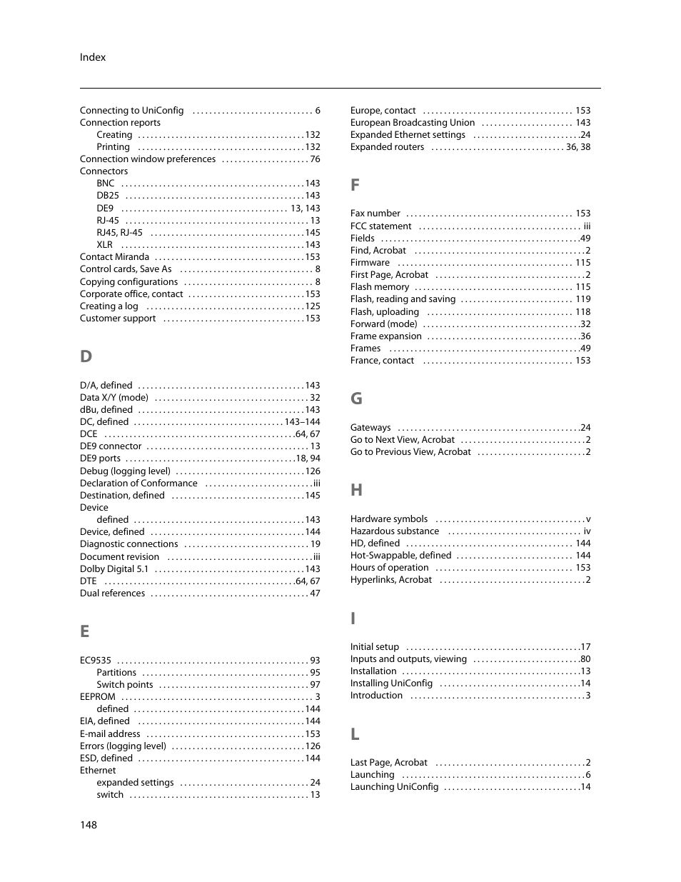 Grass Valley UniConfi NVISION Series v.2.1 User Manual | Page 160 / 166