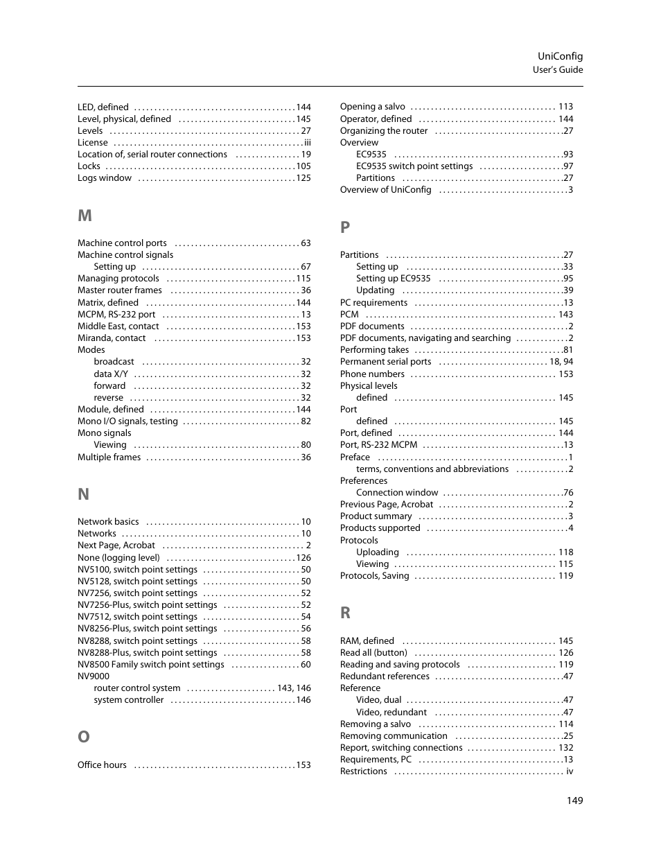 Grass Valley UniConfi NVISION Series v.2.1 User Manual | Page 161 / 166