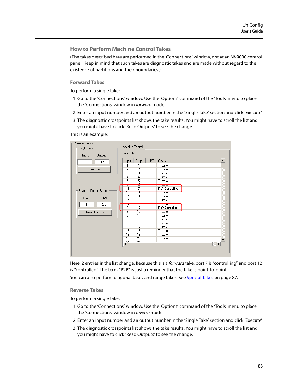 How to perform machine control takes | Grass Valley UniConfi NVISION Series v.2.1 User Manual | Page 95 / 166