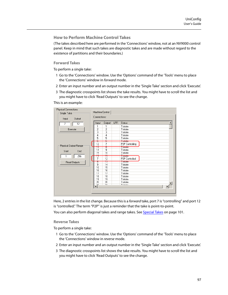 How to perform machine control takes | Grass Valley UniConfi NVISION Series v.2.0 User Manual | Page 107 / 178