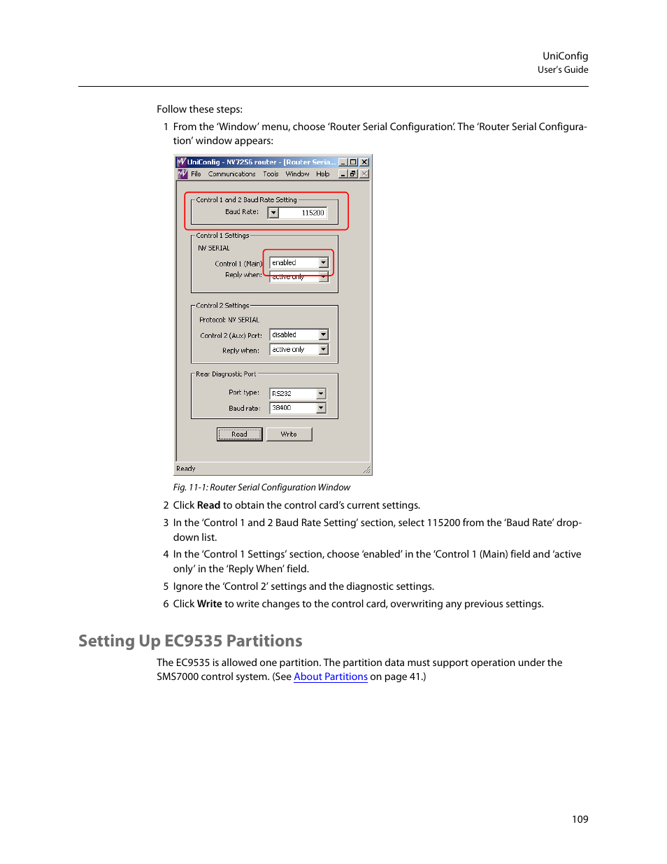Setting up ec9535 partitions | Grass Valley UniConfi NVISION Series v.2.0 User Manual | Page 119 / 178