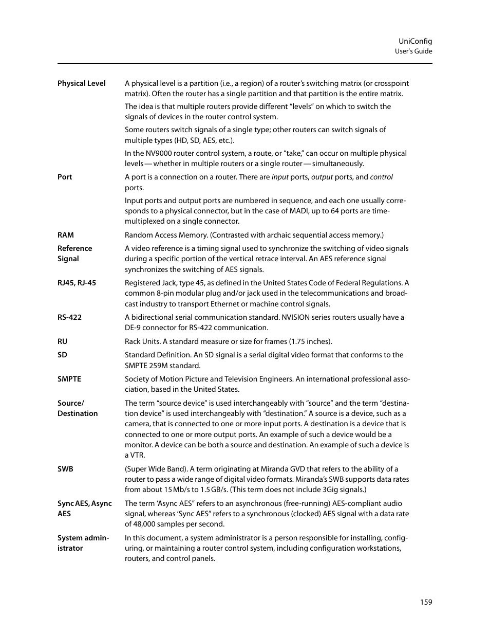Grass Valley UniConfi NVISION Series v.2.0 User Manual | Page 169 / 178