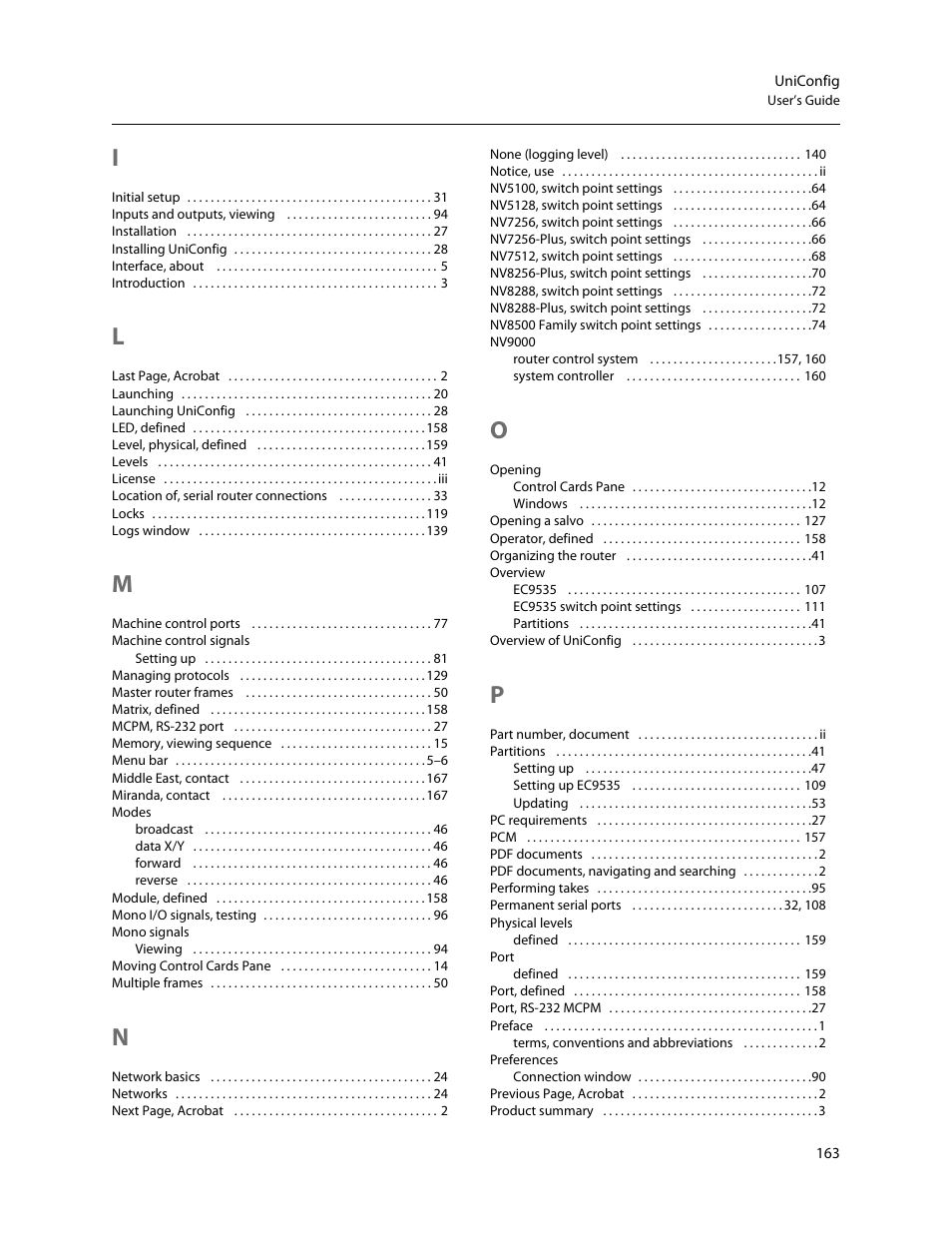 Grass Valley UniConfi NVISION Series v.2.0 User Manual | Page 173 / 178