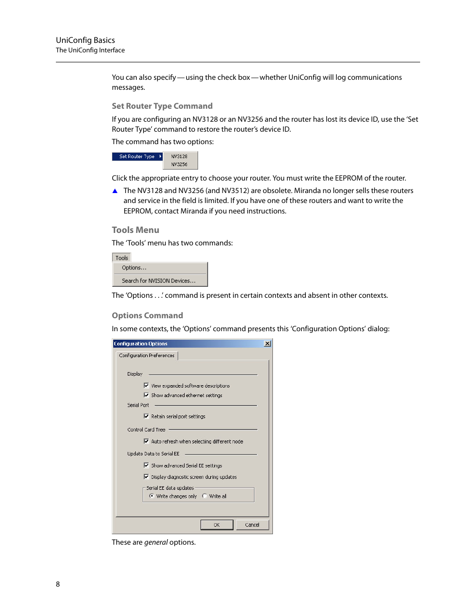 Tools menu | Grass Valley UniConfi NVISION Series v.2.0 User Manual | Page 18 / 178