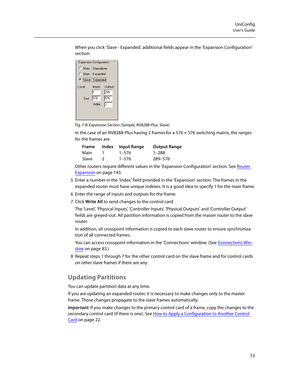 Updating partitions | Grass Valley UniConfi NVISION Series v.2.0 User Manual | Page 63 / 178