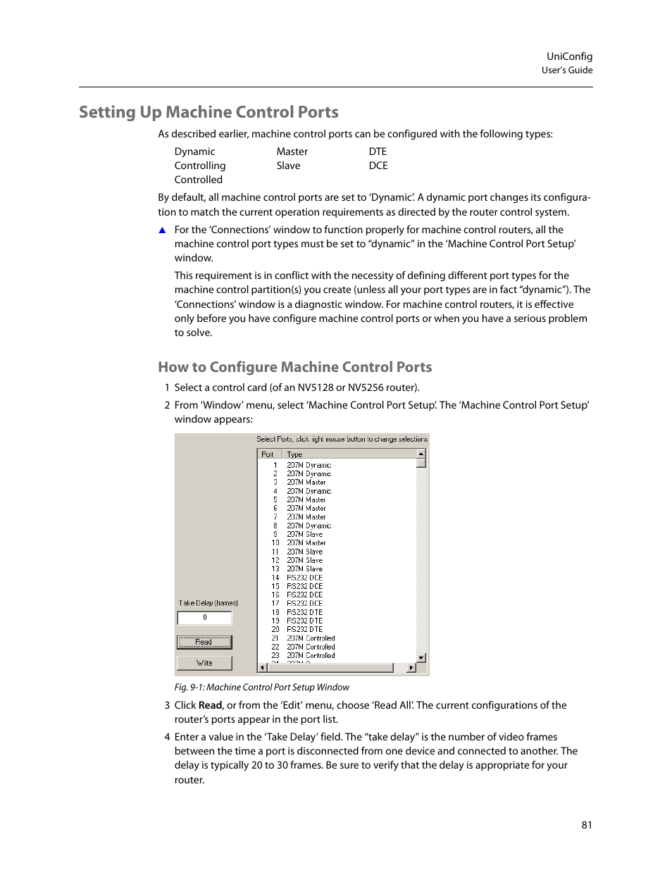 Setting up machine control ports, How to configure machine control ports | Grass Valley UniConfi NVISION Series v.2.0 User Manual | Page 91 / 178
