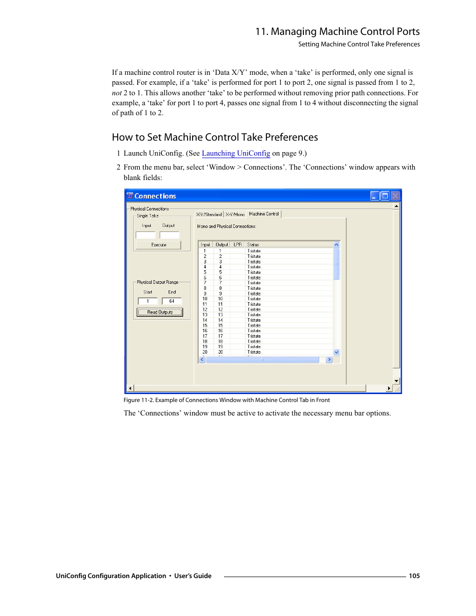 How to set machine control take preferences, Managing machine control ports | Grass Valley UniConfi NVISION Series v.1.3 User Manual | Page 117 / 184