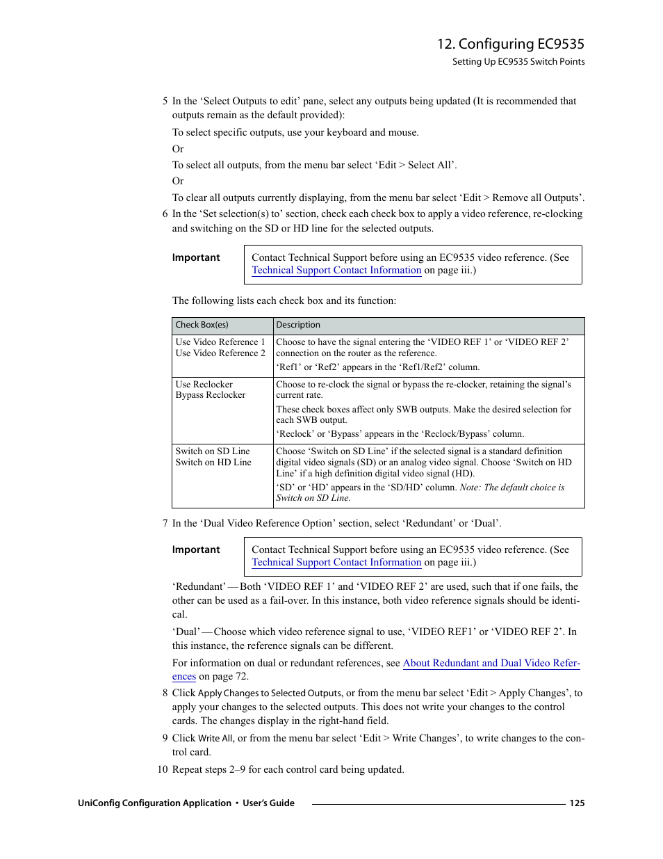 Configuring ec9535 | Grass Valley UniConfi NVISION Series v.1.3 User Manual | Page 137 / 184