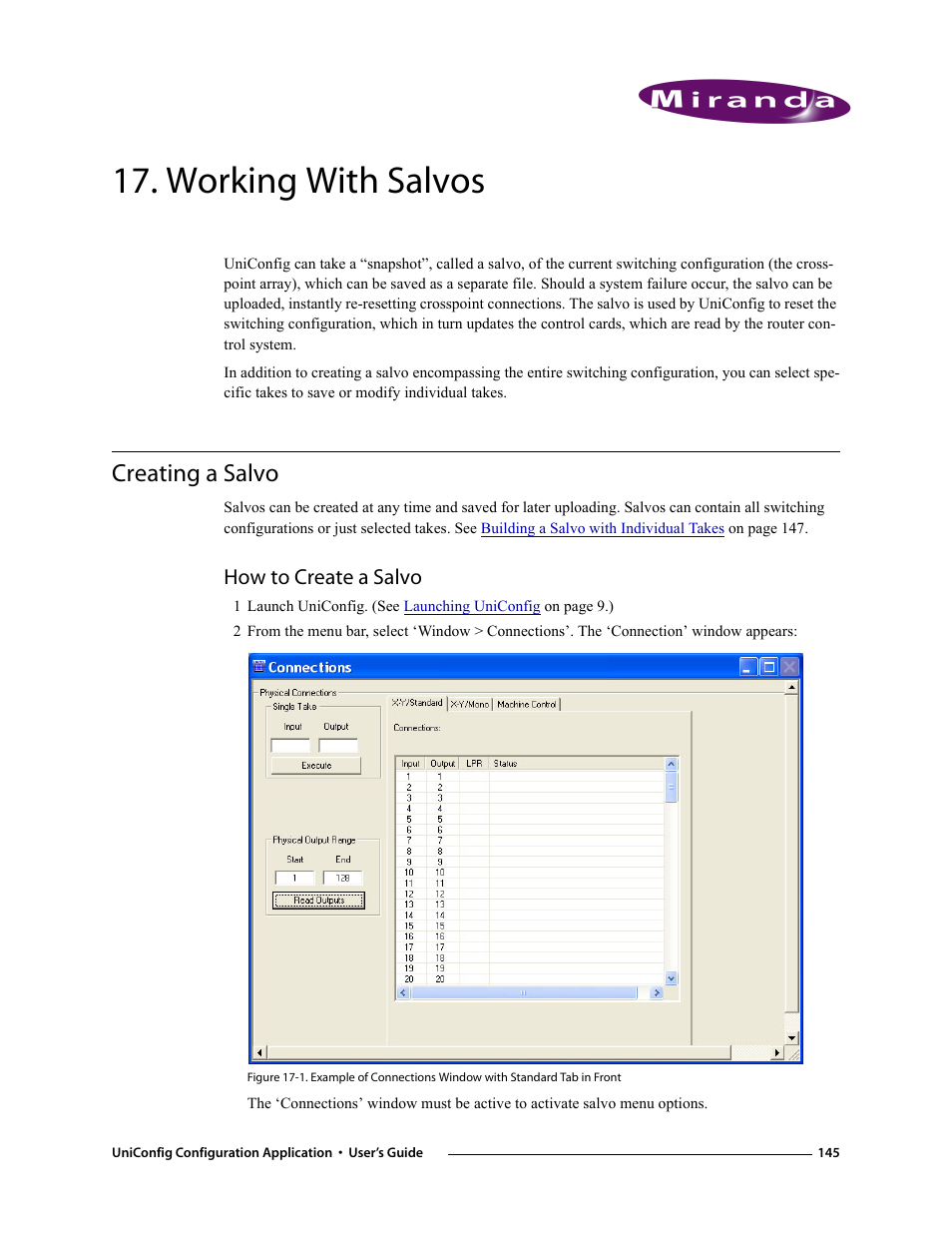 Working with salvos, Creating a salvo, How to create a salvo | Chapter 17, Ion, see, Information, see, Working with, Salvos, N, see, Vo”. for more information, see | Grass Valley UniConfi NVISION Series v.1.3 User Manual | Page 157 / 184