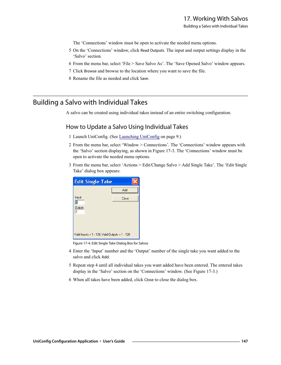 8 rename the file as needed and click save, Building a salvo with individual takes, How to update a salvo using individual takes | Working with salvos | Grass Valley UniConfi NVISION Series v.1.3 User Manual | Page 159 / 184