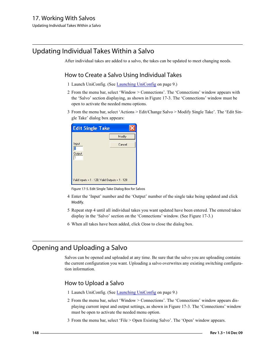 Updating individual takes within a salvo, How to create a salvo using individual takes, Opening and uploading a salvo | How to upload a salvo, Working with salvos | Grass Valley UniConfi NVISION Series v.1.3 User Manual | Page 160 / 184