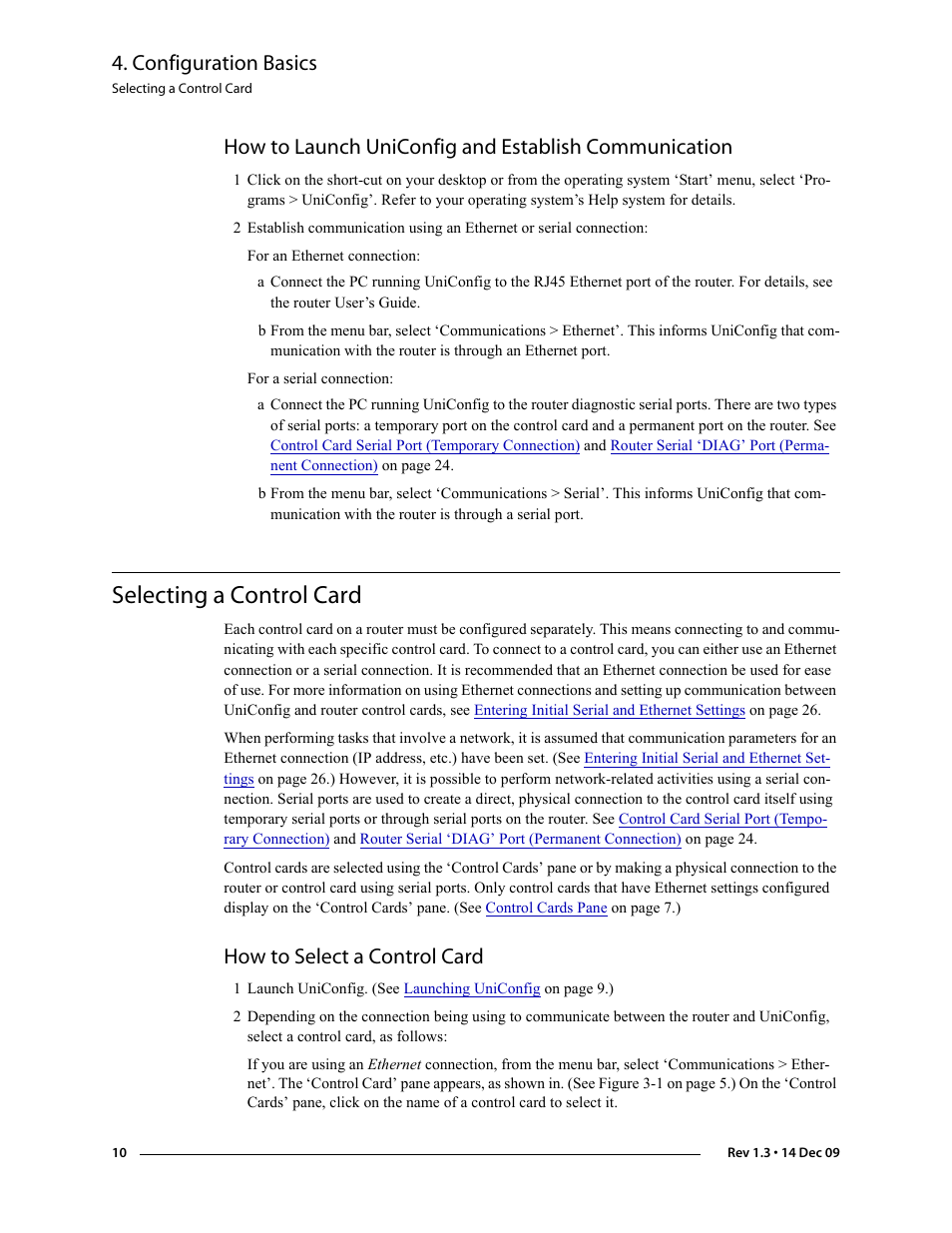 Selecting a control card, How to select a control card, Configuration basics | Grass Valley UniConfi NVISION Series v.1.3 User Manual | Page 22 / 184