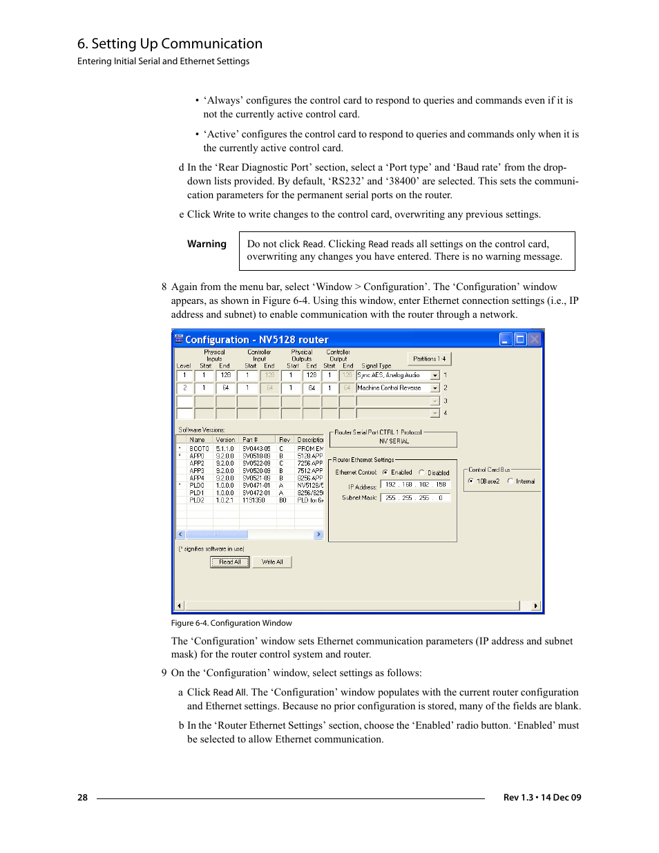 Setting up communication | Grass Valley UniConfi NVISION Series v.1.3 User Manual | Page 40 / 184