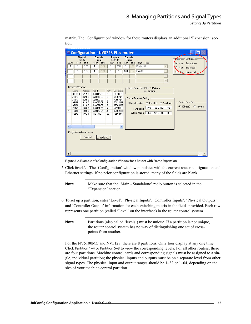 Managing partitions and signal types | Grass Valley UniConfi NVISION Series v.1.3 User Manual | Page 65 / 184