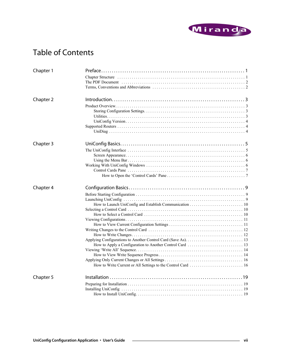 Grass Valley UniConfi NVISION Series v.1.3 User Manual | Page 7 / 184