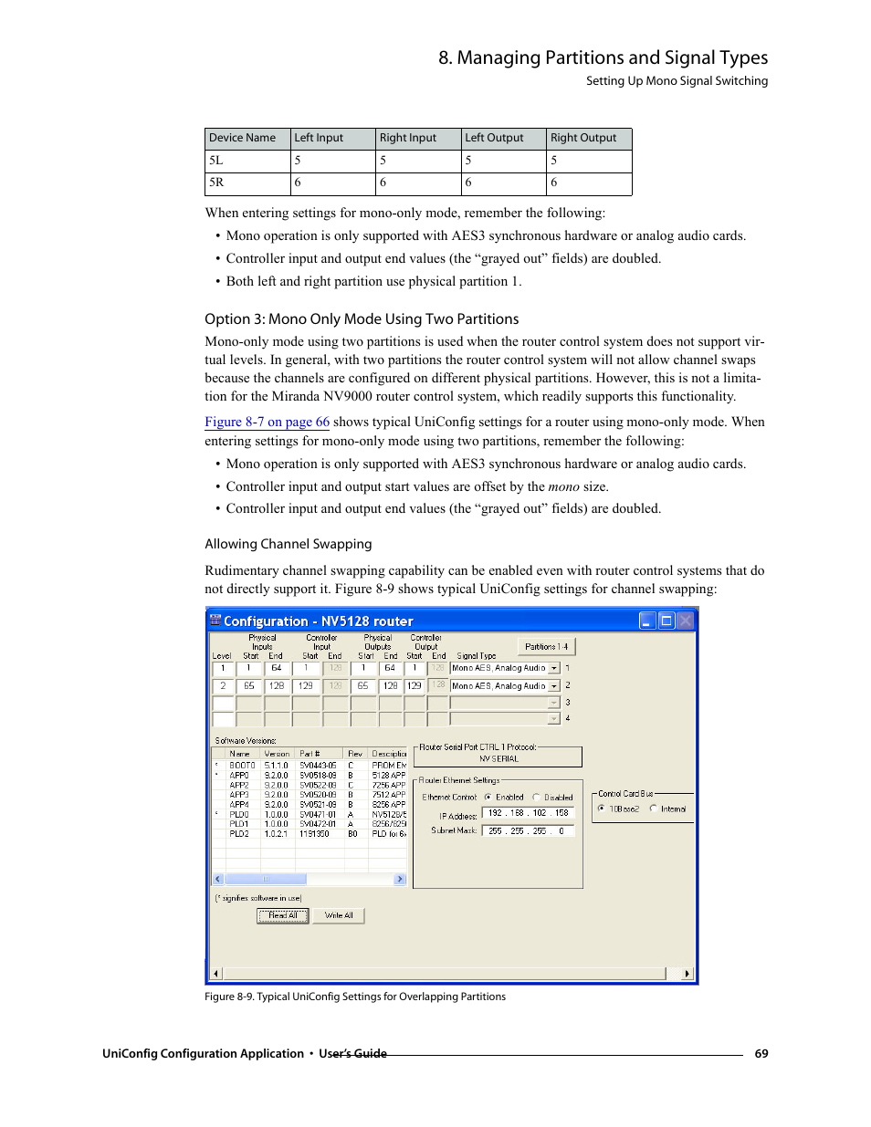 Option 3: mono only mode using two partitions, Managing partitions and signal types | Grass Valley UniConfi NVISION Series v.1.3 User Manual | Page 81 / 184