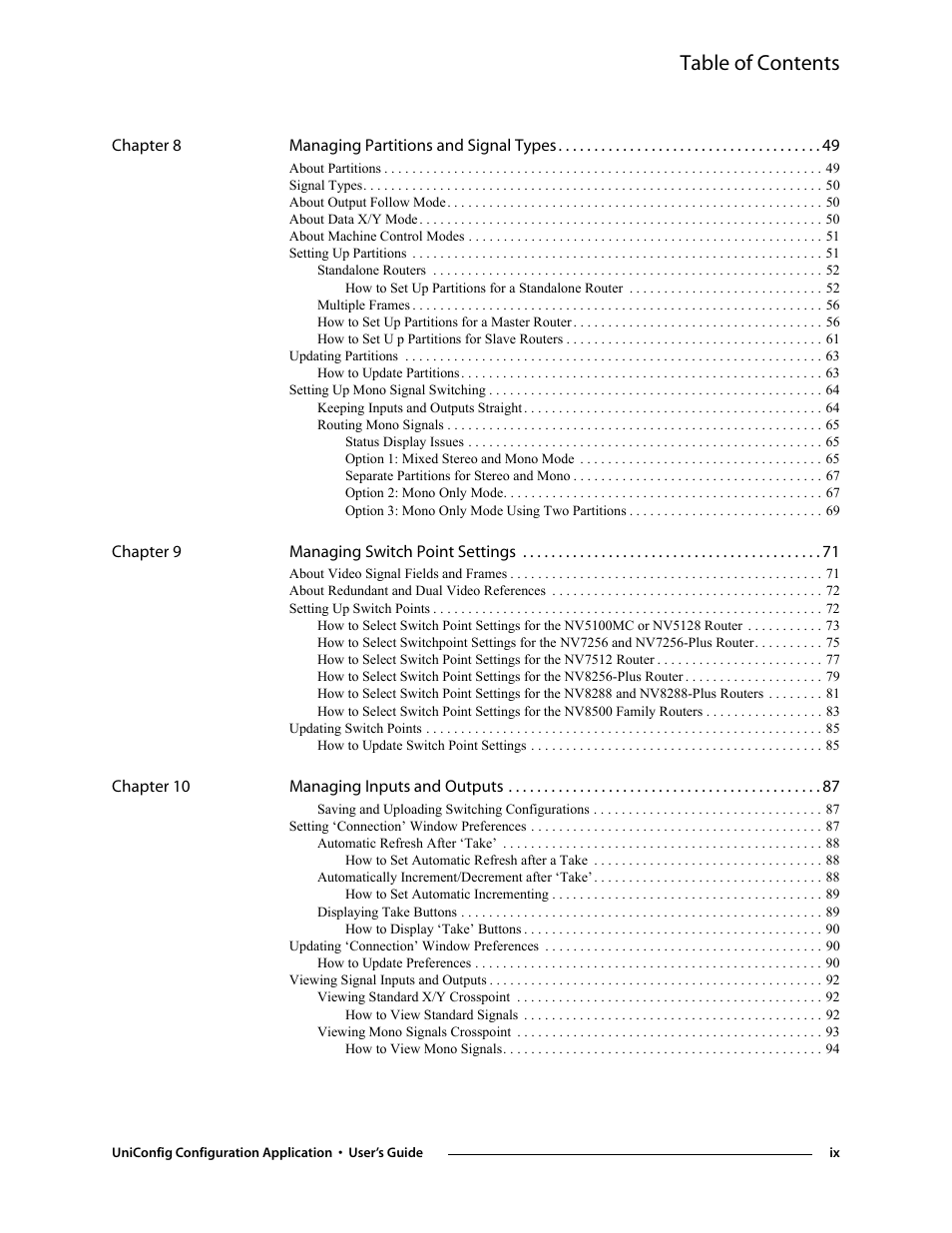 Grass Valley UniConfi NVISION Series v.1.3 User Manual | Page 9 / 184