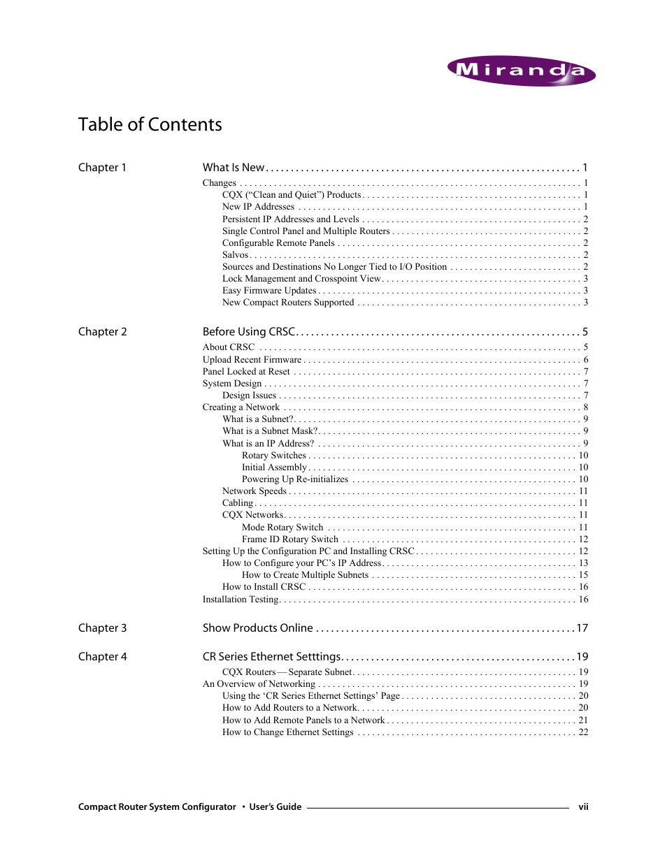 Grass Valley NVISION Compact CQX User Manual | Page 7 / 134