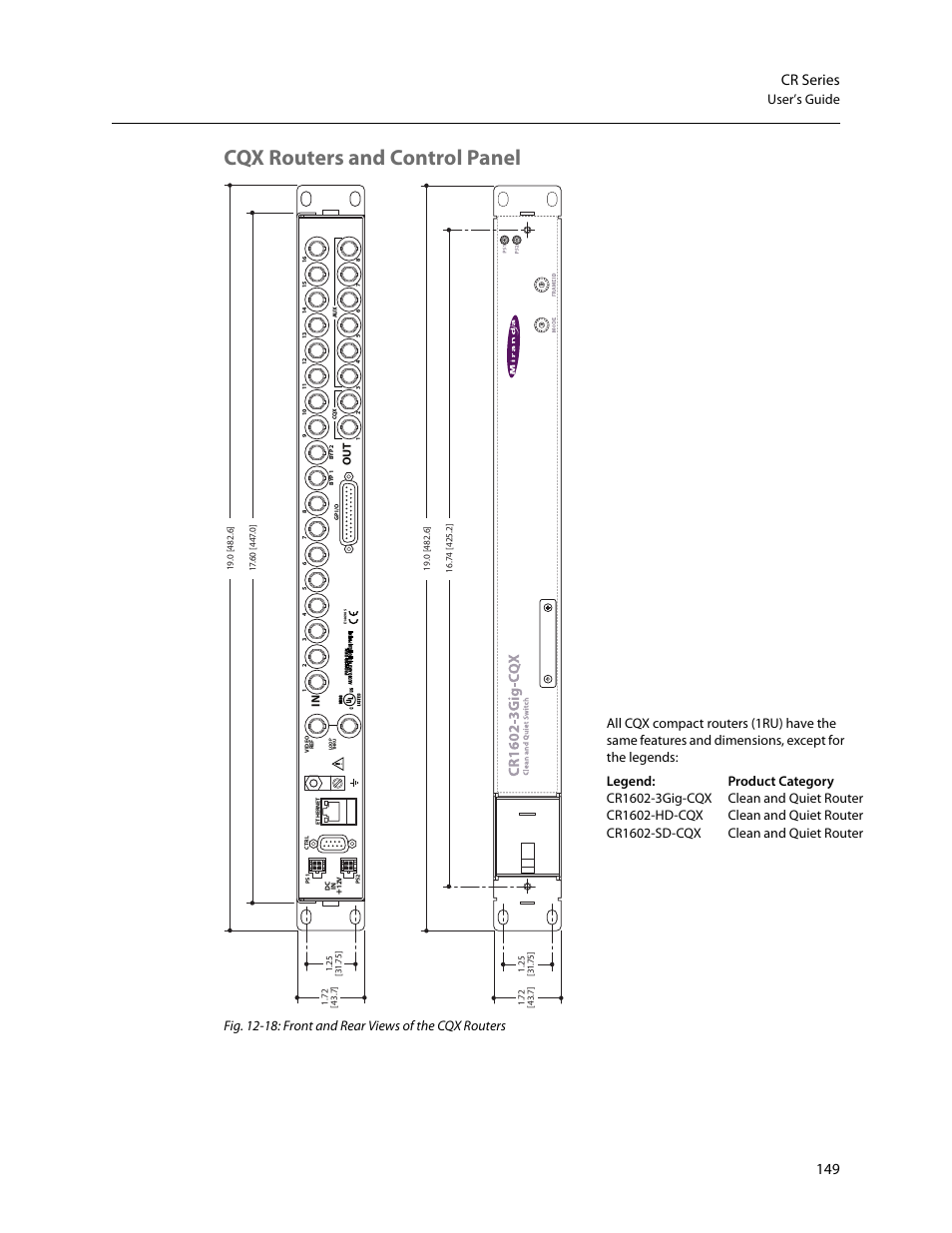 Cqx routers and control panel, 149 cr series, User’s guide | Grass Valley CR Series v.3.2 User Manual | Page 161 / 212