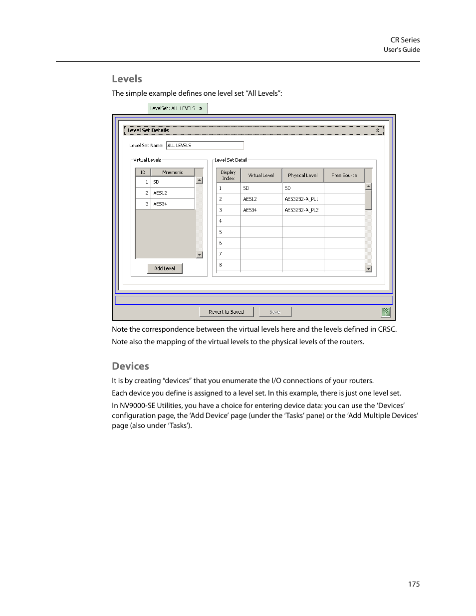 Levels, Devices, Levels devices | Grass Valley CR Series v.3.2 User Manual | Page 187 / 212