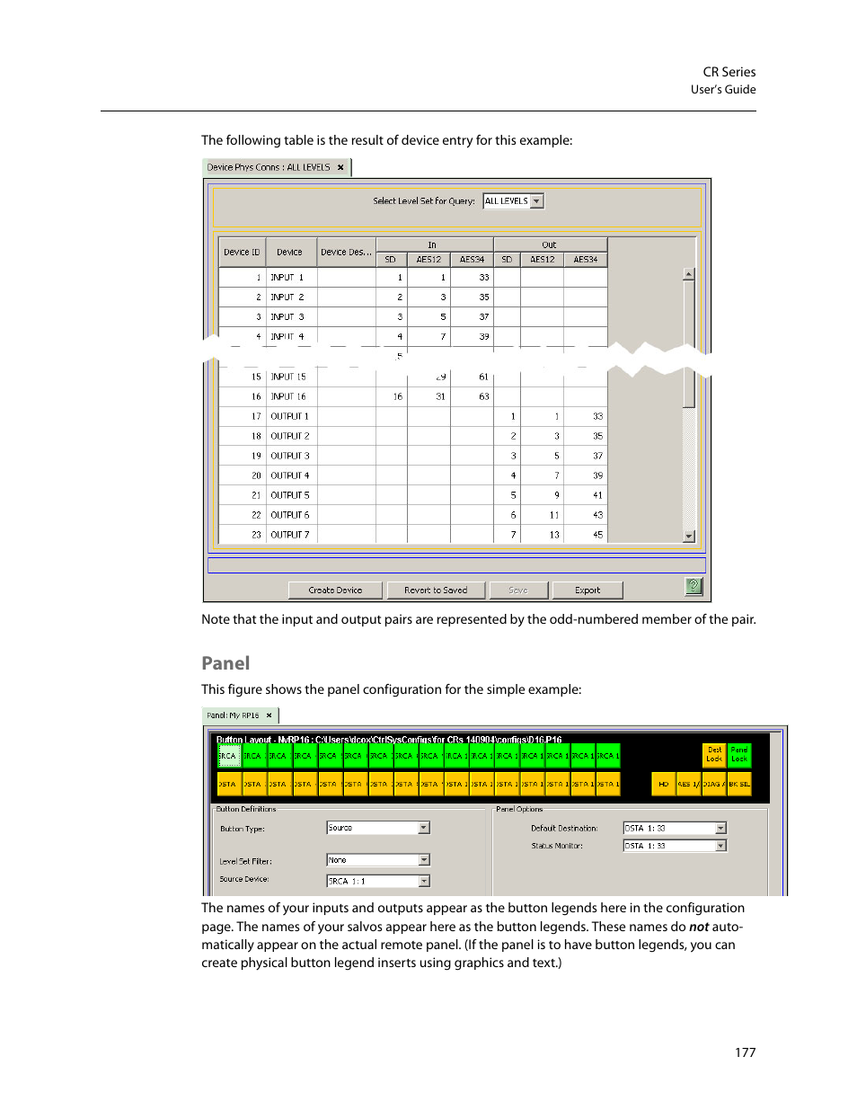 Panel | Grass Valley CR Series v.3.2 User Manual | Page 189 / 212