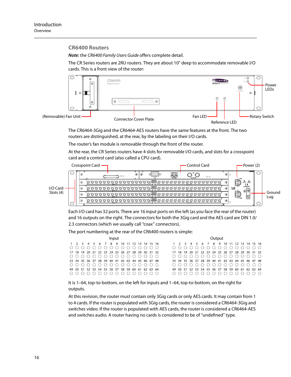 Cr6400 routers, Introduction | Grass Valley CR Series v.3.2 User Manual | Page 28 / 212