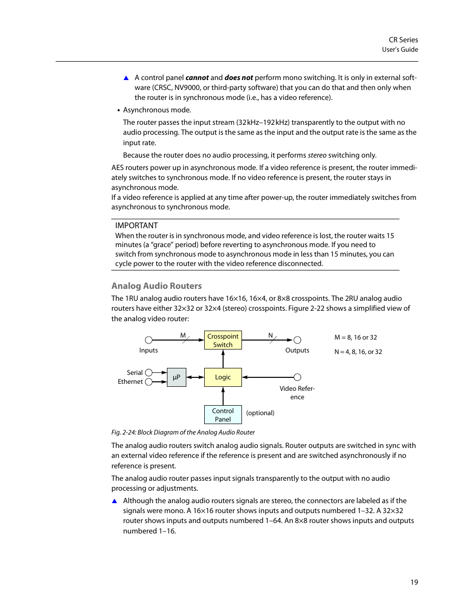 Analog audio routers | Grass Valley CR Series v.3.2 User Manual | Page 31 / 212