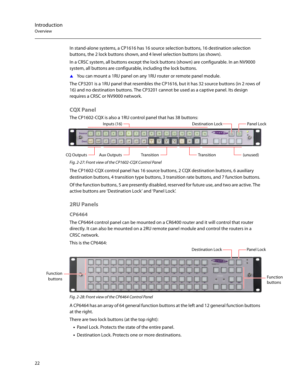 Cqx panel, 2ru panels, Cqx panel 2ru panels | Grass Valley CR Series v.3.2 User Manual | Page 34 / 212