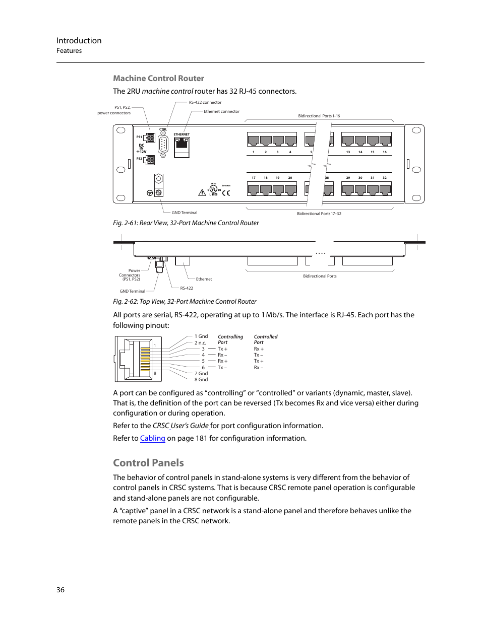 Control panels, Introduction, Machine control router | Features | Grass Valley CR Series v.3.2 User Manual | Page 48 / 212